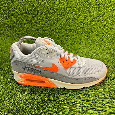 #ad Nike Air Max 90 Womens Size 8 Gray Orange Athletic Shoes Sneakers 616730 018 $49.99
