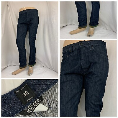 #ad 10 Deep Jeans 32x30 Dark Cotton Denim Camo Cuff Lining Straight YGI P1 660 $37.98