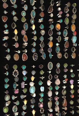 #ad Turquoise amp; Mix Gemstone 925 Sterling Silver Plated 10Pcs Rings Lot HSR70 $16.99