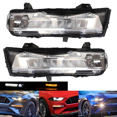 #ad Pair For 2018 2023 Ford Mustang Clear Bumper LED DRL Fog Lights Turn Signal Lamp $206.99