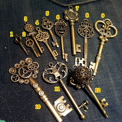 #ad Old Vintage Antique Skeleton 12 Keys Large Small Bulk Necklace Pendant No Repeat $13.28