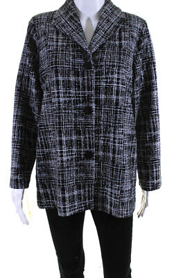 #ad Christopher Calvin Womens Black Printed Collar Button Down Knit Shirt Size S $73.19