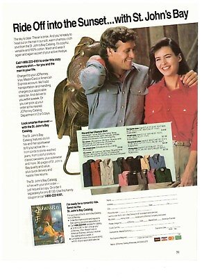 #ad 1989 St John#x27;s Bay Clothing Catalog Ride Off Sunset Vintage Print Advertisement $11.33