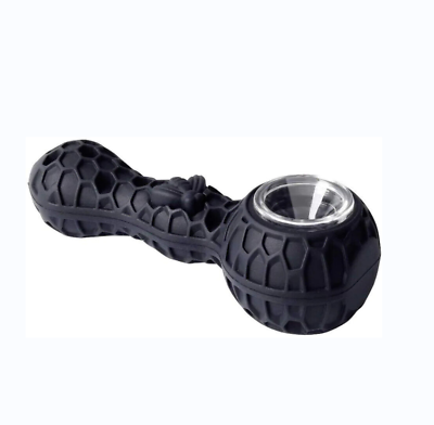 #ad Silicone Tobacco Smoking Pipe with Glass Bowl Black USA $6.85