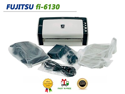 #ad Fujitsu FI 6130 Duplex Document Color Scanner New Rollers New Trays New Adapter $138.64