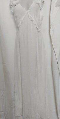 #ad Francescas Long White Beach Dress XL Flowy Ruffled lined open back Free Shipping $24.00