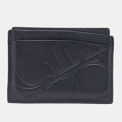 #ad CH Carolina Herrera Dark Blue Monogram Embossed Leather Card Holder $134.40