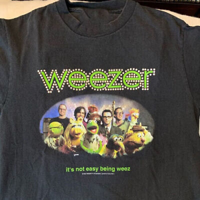 #ad Rare Weezer muppets collaboration 2002 Black All Size Black Cotton T Shirt $22.95