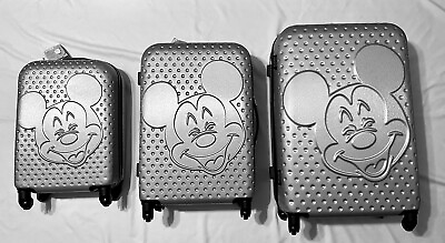 #ad New Mickey Mouse Disney Luggage Set Of 3 Hard Sided 20” 24” 28” $250.00