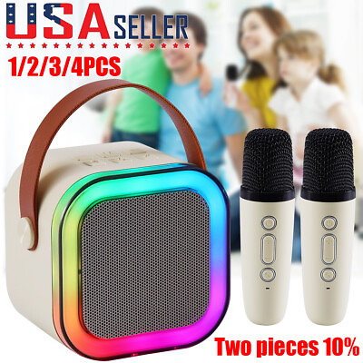 #ad Lot Kids Portable Mini Karaoke Machine Bluetooth Speaker w 2 Wireless Microphone $55.35