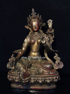#ad 12#x27;#x27; collection old bronze buddhism white tara guanyin Bodhisattva statue $268.80
