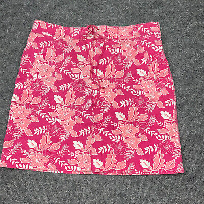 #ad LOFT Skirt Womens Size 10 Pink Floral Zipper Lace Front Pockets $18.00