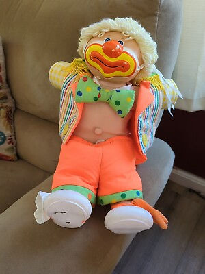 #ad Clown Cabbage Patch Doll With Diaper hat blonde hair boy blue eyes $40.00