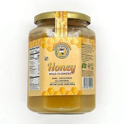 #ad Organic Heaven Bashkirian Wildflower Honey 2lb Glass Jar Premium Natural $40.00