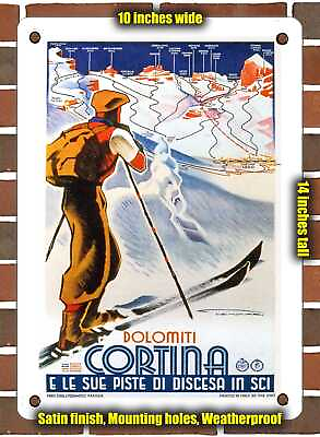 #ad METAL SIGN 1930 Dolomites Cortina And its downhill ski slopes 10x14 Inches $24.61