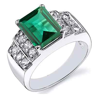 #ad 14KT White Gold 2.30 Carat 100% Natural Green Emerald IGI Certified Diamond Ring $375.75