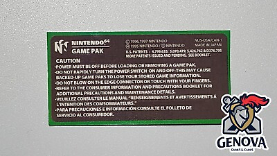 #ad N64 Rear Back Replacement Game Label Sticker Precut $4.95