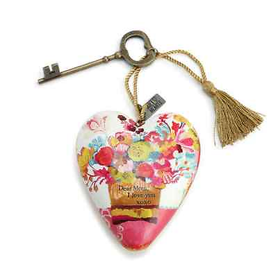 #ad Dear Mom Art Heart Sculpture hang or stand with attached key easel $12.71