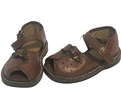 #ad Antique Toddler Boy Leather Sandals from 1946 Excellent Well Preserved Condition $13.96