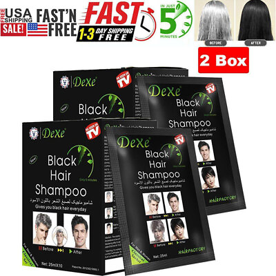 #ad 20Piece Black Hair Shampoo Natural Plant 5 Min Black Hair Dye Not Damage Hair $10.99