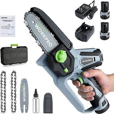 #ad WORKPRO 6.3quot; Mini Chainsaw Cordless Electric Compact Wood Chain Saw w Bar Chain $93.09