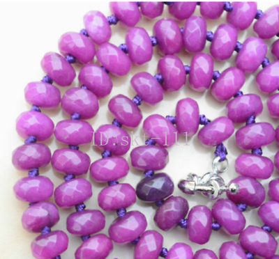 #ad 18 quot;AAA Sri Lanka Natural 5x8mm Faceted Fuchsia Gems Beads Necklace $6.99