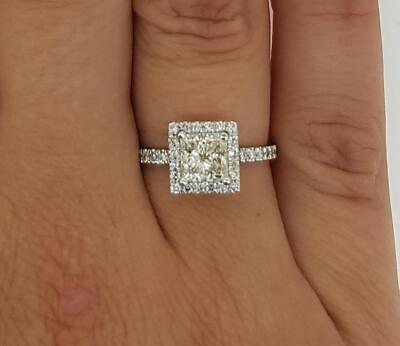 #ad 3 Ct Square Pave Princess Cut Diamond Engagement Ring SI2 D White Gold 14k $4511.00