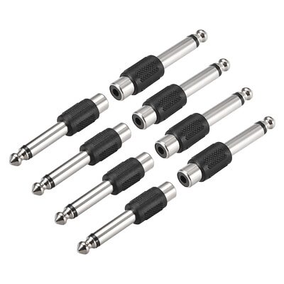#ad 6.35mm Male to RCA Female Adapter Coupler 8Pcs for Mono Audio Cable Convert AU $15.23