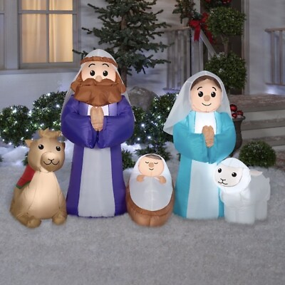 #ad 6.5ft Holiday Living Nativity Scene Lighted Christmas Inflatable Gemmy Outdoor $79.99