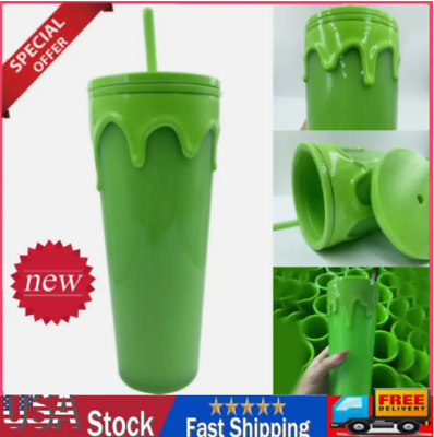 #ad 2023 Halloween Slime Green Glow in the Dark Tumbler Cup 24oz USA $17.99