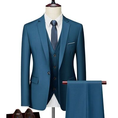 #ad Men Business Suits Dress 3 piece Set Jacket Pants Vest Wedding Groom Coat $115.87