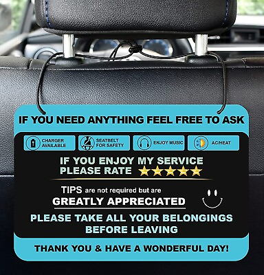 #ad Five Star Rating Tips Card Rider Share Driver Taxi Rating Appreciation Sign 2Pcs $7.97