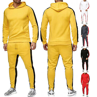 #ad Men#x27;s Sports Outfit Pullover Tops with Elastic Waistband Pants Set Tracksuits $25.75