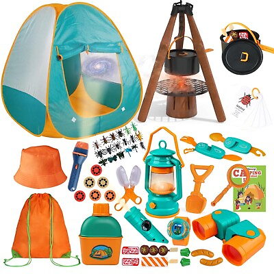 #ad Kids Camping Set 50pcs with Tent amp; Space Projector Flashlight Outdoor Campfi... $63.99
