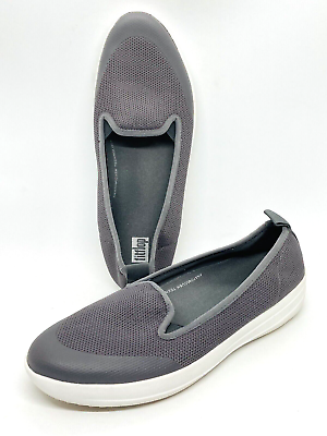 #ad FitFlop Womens Uberknit Slip On Gray Casual Flats Size 9 $27.99