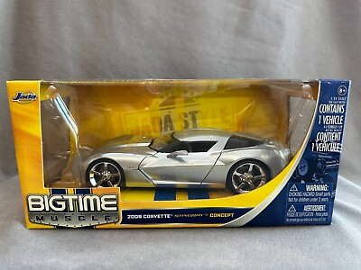 #ad NEW Silver 2009 Corvette Stingray Concept 1:24 Scale Diecast Bigtime Muscle by $49.00