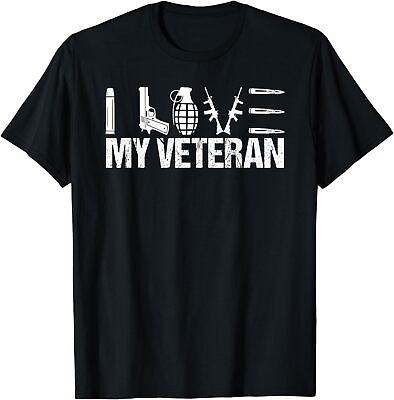 #ad NEW LIMITED I Love My Veteran Flag Heart Wife Girlfriend Gift Idea T Shirt S 3XL $22.99