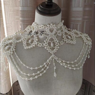 #ad Ladies Pearl Shawl Necklace Body Chain Beaded Pearl Bra Sweet Top $64.99
