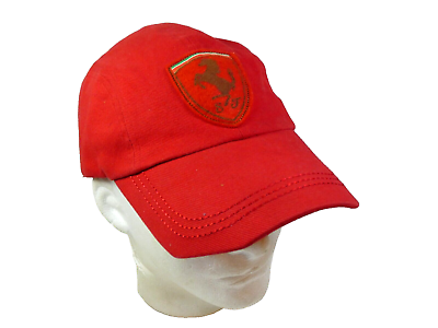 #ad Official FERRARI Cotton Ball Cap Hat Solid Red Buckle Strap One Size Perfect A $19.95