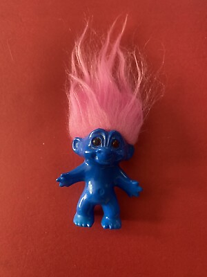 #ad Troll Doll Dam Limited Edition Dark Horse Pink Hair Smooth Blue Body $100.00