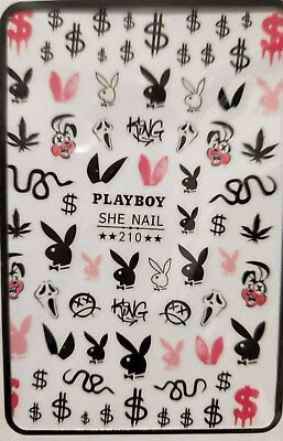 #ad Play boy Bunny NAIL ART STICKERS SELF STICK $3.25