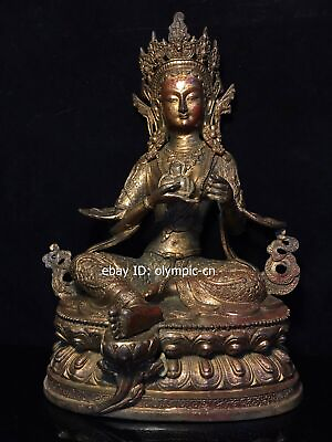 #ad 12#x27;#x27; collection old bronze buddhism green tara Bodhisattva statue $268.80