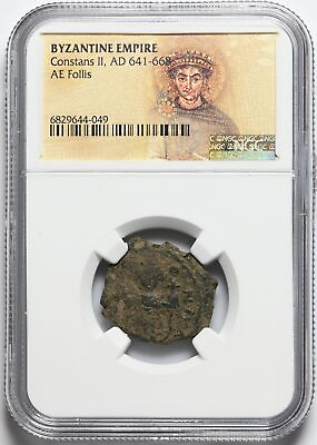 #ad #ad BYZANTINE. Constans II. 641 668. Æ Follis Large M NGC Certified $29.00