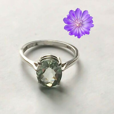 #ad #ad Gift For Her Natural Green Amethyst Cluster Ring Size 925 Silver $9.19