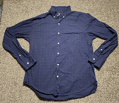 #ad Bonobos Shirt Mens Large Blue Polka Dotted Button Long Sleeve Slim Fit $26.99