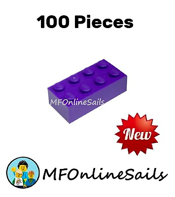 #ad 100x NEW LEGO 2x4 Purple Bricks Piece # 3001 BULK large bricks $22.00