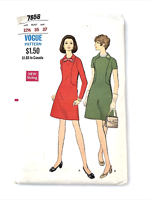 #ad Vogue 7656 Half Size One Piece A line Dress Pockets Front Curved Seam Bust 35 $12.50
