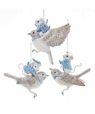 #ad Set of 3 Mouse On Bird Ornaments w $43.99