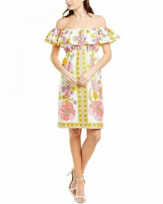 #ad $298 Trina Turk Off The Shoulder Ruffle Floral Size 10 Women#x27;s Dress A1295 $39.99