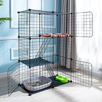 #ad DIY Cat Cage Pet Playpen Detachable Metal Wire Kennels Crate for Indoor 1 2 Cat $52.99